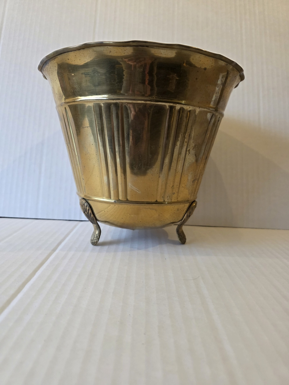 Vintage Brass Footed Planter - Gold Tone
